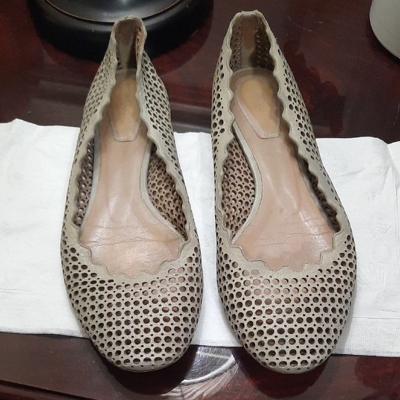 Chloe Cream Perforated Flats - Picture 1 of 10